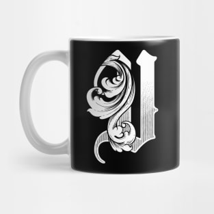 illustration of V font vintage style hand drawing design Mug